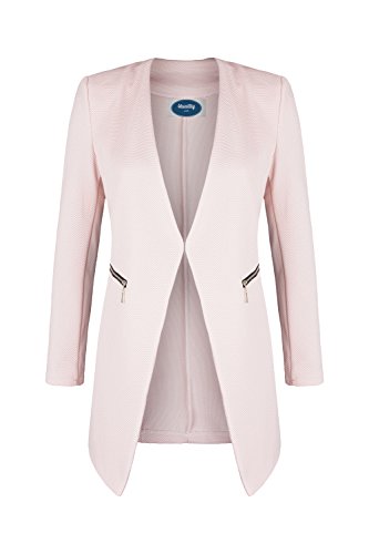 4tuality AO Long Blazer kragenlos mit Zipper rosa Gr. M von 4tuality