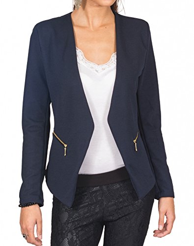 4tuality AO Blazer kragenlos mit Zipper blau Gr. XXXL von 4tuality