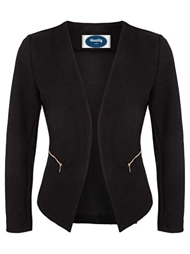 4tuality AO Blazer kragenlos mit Zipper schwarz Gr. M von 4tuality