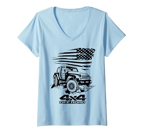 Damen USA Offroad 4x4 T-Shirt mit V-Ausschnitt Damen USA Offroad 4x4 T-Shirt mit V-Ausschnitt von 4x4