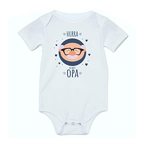 4you Design Baby BODY -Hurra Du wirst Opa- kurzarm Jungen & Mädchen - Geschenk für werdende Großeltern –Schwangerschaft verkündigen ankündigen (Du wirst Opa) von 4you Design