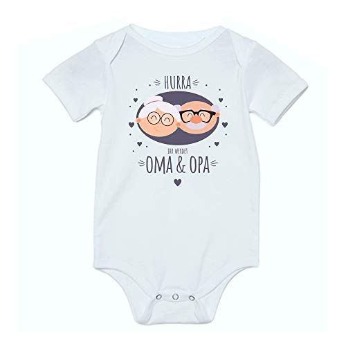 4you Design Ihr werdet Oma und Opa Body, kurzärmeliger Babybody, Geschenke für werdende Großeltern, 100% Baumwolle, Größe 0-3 Monate für Jungen und Mädchen von 4you Design