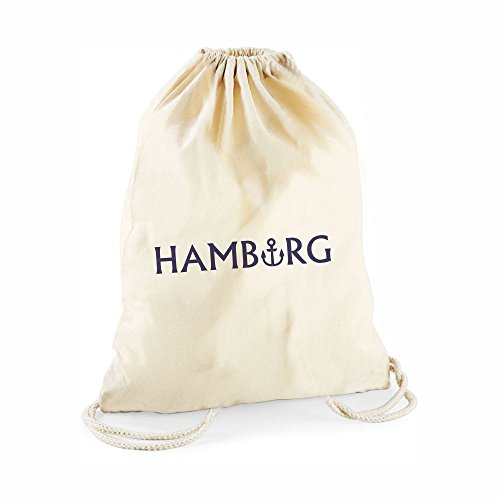 4you Design Statement-Turnbeutel in der Farbe natur Hamburg - Gym-Bag Rucksack Hipster Geschenk Souvenir Norddeutsch Stadt Städte Küste von 4you Design