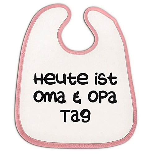 4you design Lätzchen Heute ist Oma und Opa Tag - Mädchen oder Junge Geschenkidee Babylatz Geburt Geschenk Taufe Großeltern Neugeborenes (Rosa) von 4you design