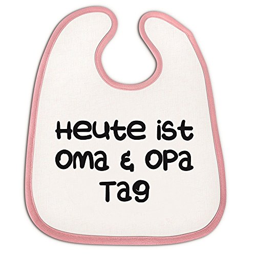 4youDesign Lätzchen Heute ist Oma und Opa Tag - Mädchen oder Junge Geschenkidee Babylatz Geburt Geschenk Taufe Großeltern Neugeborenes (Rosa) von 4youDesign