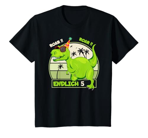 5. Geburtstag Dino Ich bin 5 Jahre alt Dinosaurier Jungen T-Shirt von 5 Geburtstagsshirt Junge Dinosaurier ich bin 5