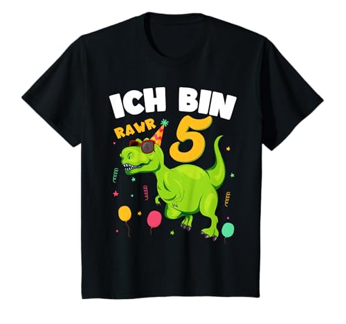 5. Geburtstag Dino Ich bin 5 Jahre alt Dinosaurier Jungen T-Shirt von 5 Geburtstagsshirt Junge Dinosaurier ich bin 5