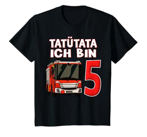 Feuerwehrwagen 5 Jahre Jungen Feuerwehr 5 Geburtstag T-Shirt von 5 Jahre Feuerwehr 5 Geburtstagsshirts für Kinder