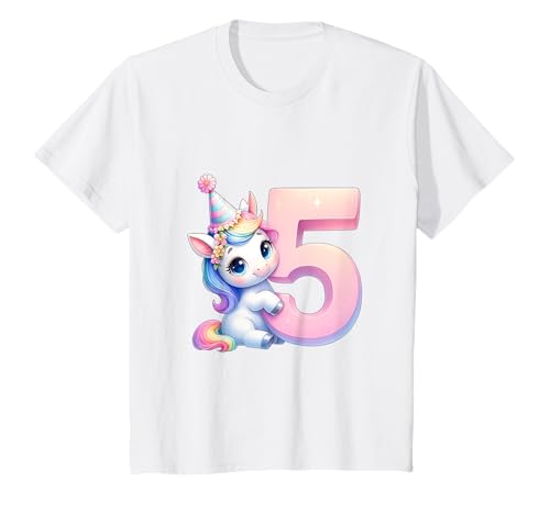Kinder Einhorn Geburtstags Party für Mädchen Girls zum 5 Geburtstag T-Shirt Kinder Einhorn Geburtstags Party für Mädchen Girls zum 5 Geburtstag T-Shirt von 5 Jahre Mädchen Einhorn Geburtstagsgeschenk Girl