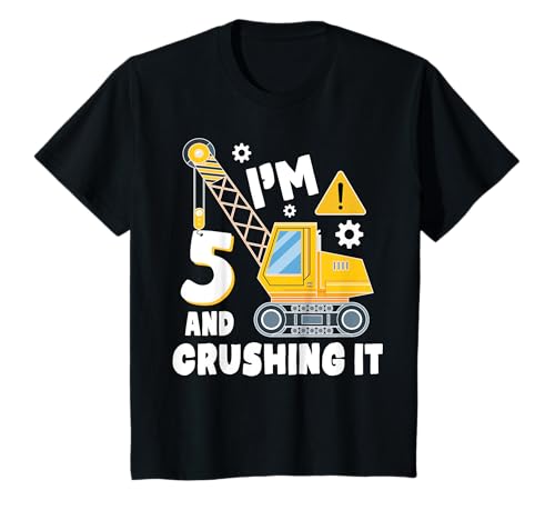 Kinder I'm 5 and Crushing It Five Year Old Gifts 5th Birthday Boy T-Shirt von 5 Year Old Construction Birthday Party Gifts