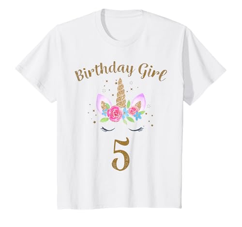 Kinder 5. Geburtstag Mädchen Einhorn Shirt 5. Geburtstag Outfit T-Shirt von 5 Year Old Girl Birthday Shirt