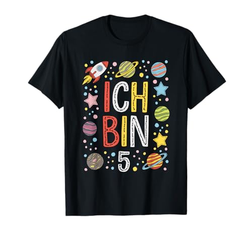 Ich Bin 5 - Weltraum - 5. Geburtstag Geschenk Jungen T-Shirt von 5. Geburtstag - 5 Jahre alt - Jungen Geschenk
