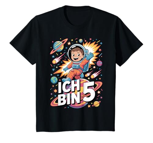 Kinder Ich bin 5 Astronaut Geburtstag Weltraum Design Kinder T-Shirt von 5. Geburtstag Junge Astronaut Weltall Kinder Shirt
