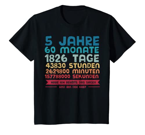 Kinder Kinder 5. Geburtstag 60 Monate bin ich der Chef, 5.Jahre T-Shirt von 5. Geburtstag Kinder Designs