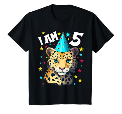 5 Jahre alt Junge Mädchen Leoparde Leopard 5. Geburtstag T-Shirt von 5. Geburtstag Leopard Junge Mädchen Leoparde Shop