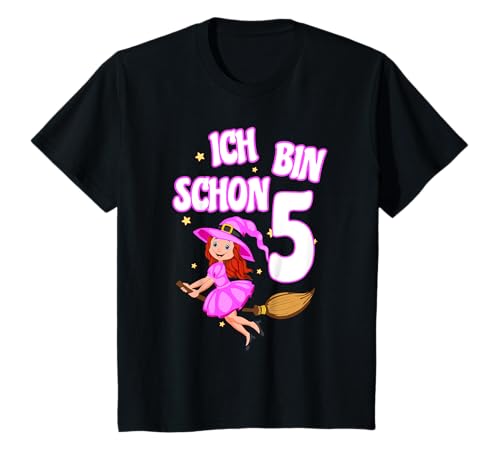 5. Geburtstag Mädchen – Ich bin schon 5 Hexe T-Shirt von 5. Kindergeburtstag Mädchen Hexe Geschenkidee