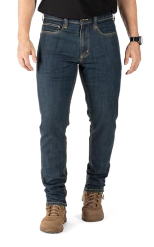 5.11 Tactical Herren Defender-Flex Slim Jeans Taillierter Bund 7 Taschen Style 74465, Getöntes Waschindigo, 34W / 36L von 5.11