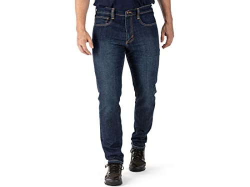 5.11 Tactical Herren Defender-Flex Slim Work Jeans Aufgesetzte Taschen Taillierter Bund Style 74465, Herren, DefenderFlex JeanSlim, Defenderflex Jeanslim, Stone Wash Indigo, 38W x 30L von 5.11