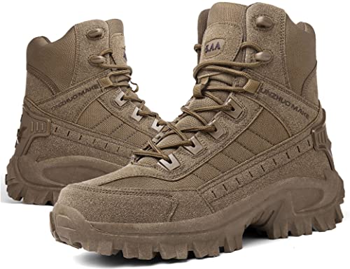 5.AA B2100 Herren Militärstiefel wasserdicht Mikrofaser Outdoor-Schuhe Wanderhalbschuhe Braun 45EU von 5.AA