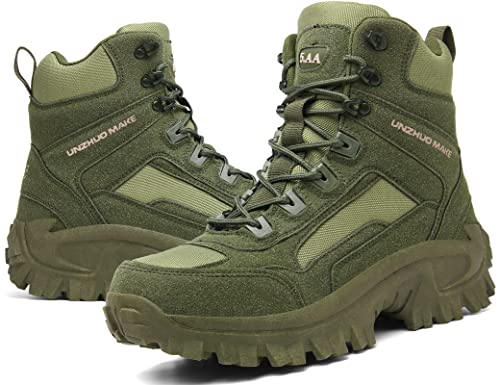 5.AA B2200 Herren Militärstiefel Armee Combat Tactical Boots Arbeitsstiefel Wanderschuhe Trekkingschuhe Outdoor Einsatzstiefel A-CQB Grün 42EU von 5.AA