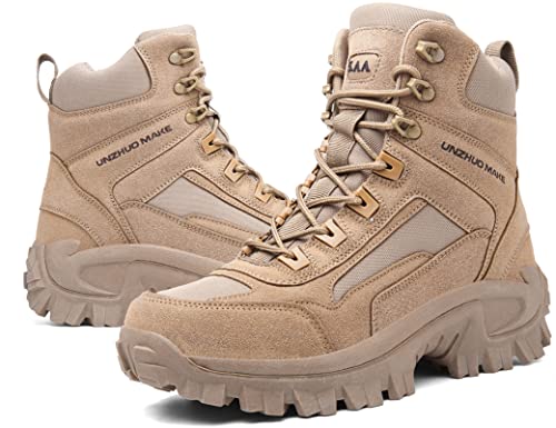 5.AA B2200 Stiefel Herren Wanderschuhe Trekkingschuhe Armee Combat Tactical Boots Verschleißfest rutschfeste Outdoor Einsatzstiefel Für Maenner Frauen Wüstengelb 43EU von 5.AA