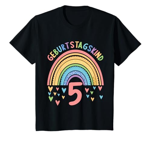5 Jahre alt Junge Mädchen Rainbow Regenbogen 5. Geburtstag T-Shirt von 5.Geburtstag Rainbow Junge Mädchen Regenbogen