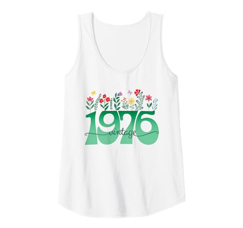 Damen Vintage 50 Jahre Jahrgang 1976 Blumen Geburtstag Frauen Tank Top Damen Vintage 50 Jahre Jahrgang 1976 Blumen Geburtstag Frauen Tank Top von 50 Jahre Frau Geburtstag Jahrgang 1976 Ideen