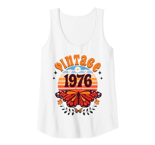 Damen Vintage 50 Jahre Jahrgang 1976 Schmetterling Geburtstag Frau Tank Top Damen Vintage 50 Jahre Jahrgang 1976 Schmetterling Geburtstag Frau Tank Top von 50 Jahre Frau Geburtstag Jahrgang 1976 Ideen