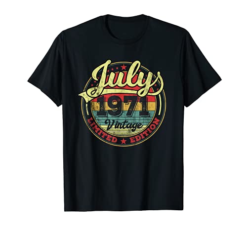 Juli 1971 50 Geburtstag Männer Frauen Retro Vintage T-Shirt Juli 1971 50 Geburtstag Männer Frauen Retro Vintage T-Shirt von 50 Jahre Geschenk July 1971 Geburtstagsshirt Deko