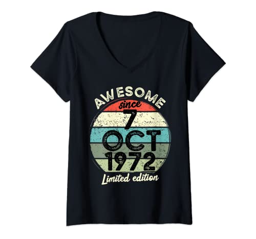 Damen 50 Year Old Birthday T-Shirt 7. Oktober 1972 50. Geburtstag T-Shirt mit V-Ausschnitt Damen 50 Year Old Birthday T-Shirt 7. Oktober 1972 50. Geburtstag T-Shirt mit V-Ausschnitt von 50 Year Old Birthday T-Shirts