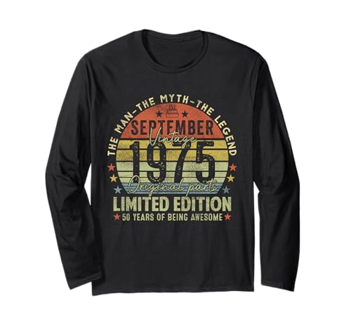 50th Birthday Gifts Vintage September 1975 50 Years Old Men Langarmshirt 50th Birthday Gifts Vintage September 1975 50 Years Old Men Langarmshirt von 50 Years Old Awesome Since September 1975 Birthday