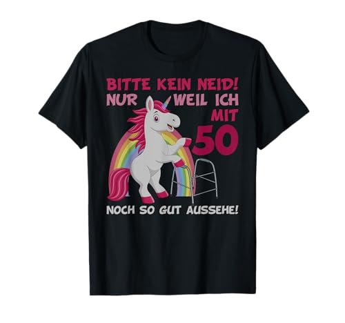 50. Geburtstag Frauen & Männer 50 Jahre Einhorn mit Rollator T-Shirt von 50. Geburtstag 50 Jahre Einhorn Einhörner by HibL