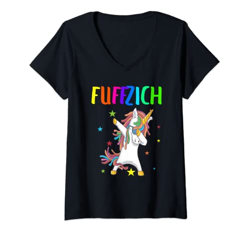 Damen 50. Geburtstag 50 Jahre Fuffzich Geschenkidee Einhorn T-Shirt mit V-Ausschnitt von 50. Geburtstag 50 Jahre Einhorn Einhörner by HibL
