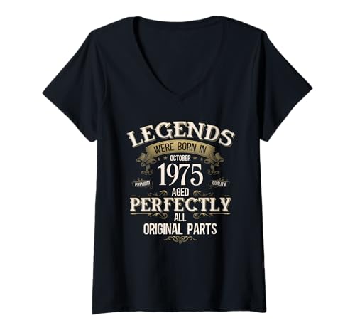 Damen 50. Geburtstag Mann Geschenk Legende Oktober 1975 T-Shirt mit V-Ausschnitt Damen 50. Geburtstag Mann Geschenk Legende Oktober 1975 T-Shirt mit V-Ausschnitt von 50. Geburtstag Geschenk Original Oktober 1975