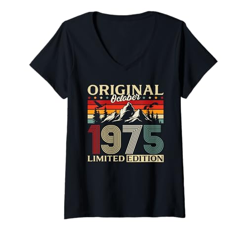 Damen 50. Geburtstag Mann Geschenk Original Oktober 1975 T-Shirt mit V-Ausschnitt Damen 50. Geburtstag Mann Geschenk Original Oktober 1975 T-Shirt mit V-Ausschnitt von 50. Geburtstag Geschenk Original Oktober 1975