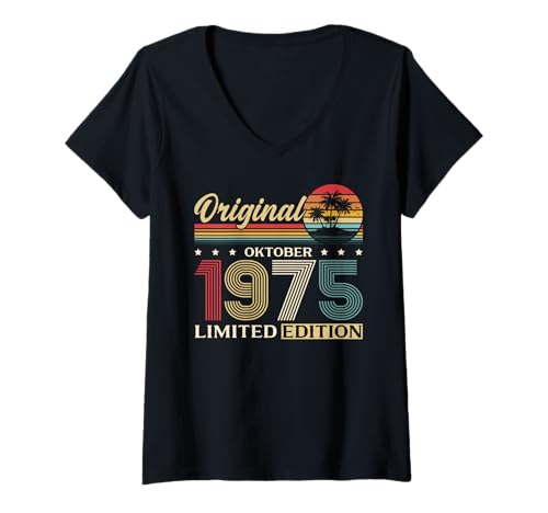 Damen 50. Geburtstag Mann Geschenk Original Oktober 1975 T-Shirt mit V-Ausschnitt Damen 50. Geburtstag Mann Geschenk Original Oktober 1975 T-Shirt mit V-Ausschnitt von 50. Geburtstag Geschenk Original Oktober 1975