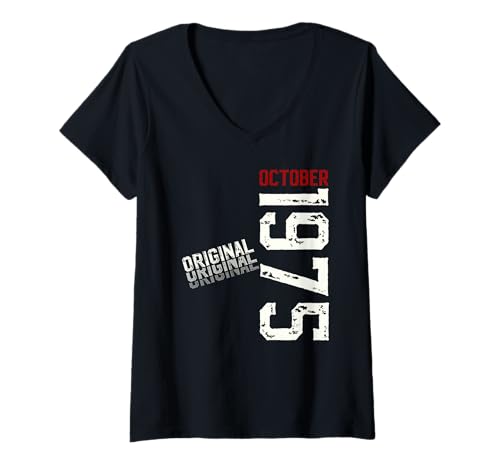 Damen 50. Geburtstag Mann Geschenk Original Oktober 1975 T-Shirt mit V-Ausschnitt Damen 50. Geburtstag Mann Geschenk Original Oktober 1975 T-Shirt mit V-Ausschnitt von 50. Geburtstag Geschenk Original Oktober 1975