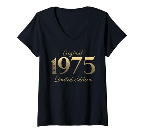 Damen 50. Geburtstag Mann Geschenk Original Oktober 1975 T-Shirt mit V-Ausschnitt Damen 50. Geburtstag Mann Geschenk Original Oktober 1975 T-Shirt mit V-Ausschnitt von 50. Geburtstag Geschenk Original Oktober 1975