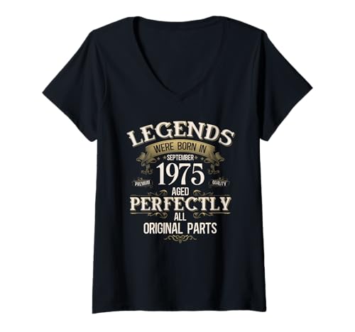 Damen 50. Geburtstag Mann Geschenk Original September 1975 T-Shirt mit V-Ausschnitt Damen 50. Geburtstag Mann Geschenk Original September 1975 T-Shirt mit V-Ausschnitt von 50. Geburtstag Geschenk Original September 1975
