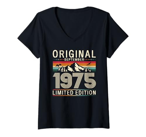 Damen 50. Geburtstag Mann Geschenk Original September 1975 T-Shirt mit V-Ausschnitt Damen 50. Geburtstag Mann Geschenk Original September 1975 T-Shirt mit V-Ausschnitt von 50. Geburtstag Geschenk Original September 1975