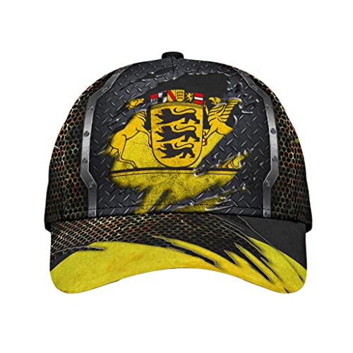 501 Baden-Württembergisches Metall Schwarz Und Gelb Herren Damen Snapback Kappe Verstellbar Baseball Cap Mode Baseball Kappe Mütze Für Sport Kletter Angeln von 501