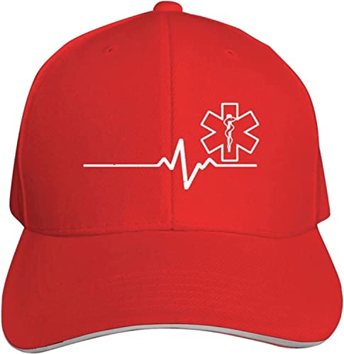 501 Baseball Cap Sanitäter-Herzschlag, Dünne Weiße Linie, Schwarz Trucker Hut Klassisch Baseballkappe Mode Golf Caps Für Reisen Outdoor Running von 501