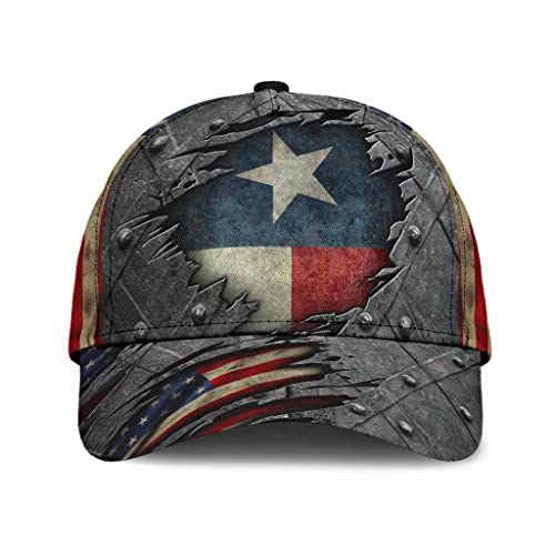 501 Baseball Kappe Mütze Western Texas Wild West Cowboy Texas Flagge Amerikanische Us-Flagge Der Usa Patriot Crack Gedrucktes Muster Unisex Trucker Kappe Reine Farbe Atmungsaktiv Baseballmütze von 501
