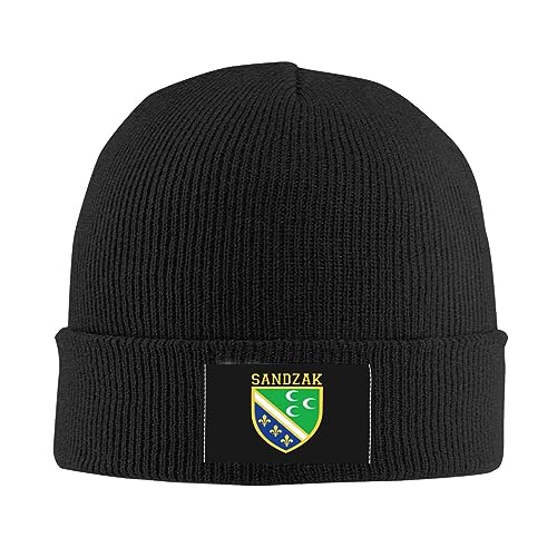 501 Beanie Mütze Sandzak Flagge Schwarz Beanie Hat Bequeme Cuffed Hats Klassisches Strickmütze Für Wandern Radfahren Fischen von 501