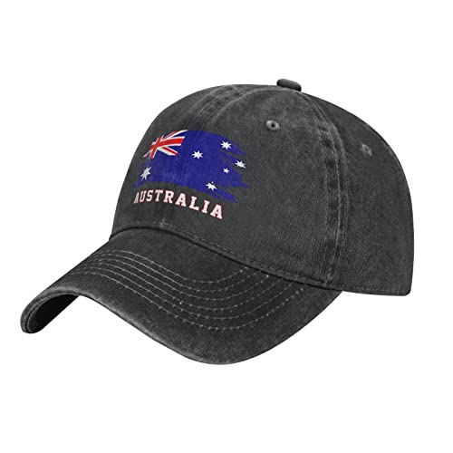 501 Damen Herren Distressed Basecap Australien-Flagge Australischer Australier Angeln Hüte Leicht Cotton Cap Atmungsaktiv Denim Hut Für Wander Sport Laufen von 501