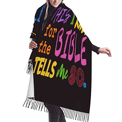 501 Damen Schal Mit Quasten Winter Warm Tücher Deckenschal Dunkler Religiöser Vers „Jesus Liebt Mich“. von 501
