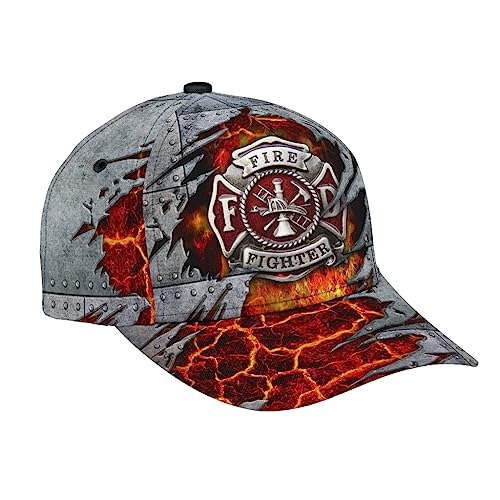 501 Feuerwehrmann Fire Metal Rot Und Grau Herren Damen Baseball Cap Mode Baseballkappe Leicht Basecap Für Golf Wander Reisen von 501