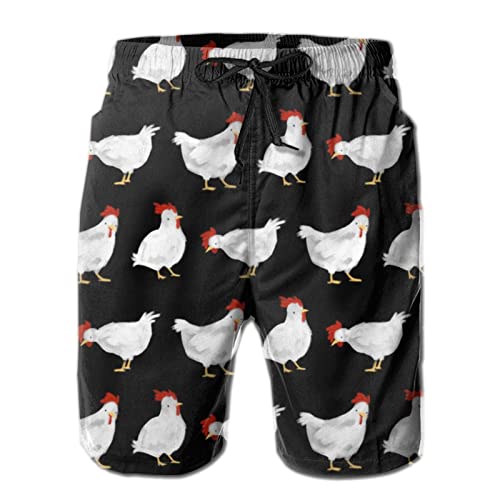 501 Herren Strandshorts Weißes Huhn Jogginghose Jogger Badehose Sommer Strandkleidung Schnelltrocknend Kurze Hose L von 501