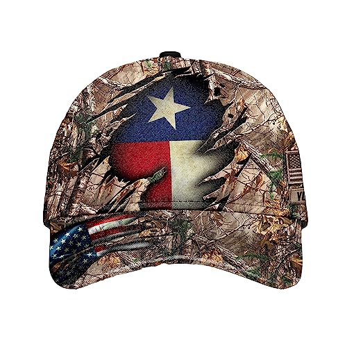 501 Personalisierte Jagd-Texas-Flagge Herren Damen Baseball Cap Leicht Abwaschbar Angeln Hüte Vintage Distressed Basecap Für Kletter Golf Reisen von 501