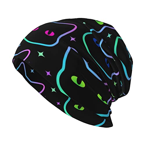 Beanie Mütze Abstraktes Cartoon Niedliches Tier Buntes Psychedelisches Neon Chemo Kopfbedeckung Warm Kopfbedeckung Klassische Sommermütze, Für Damen, Frühling, Motorradfahren von 501